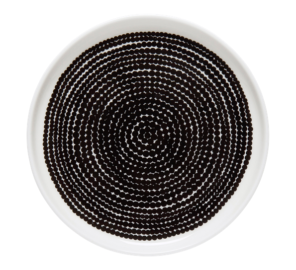 Oiva Siirtolapuutarha asjett 13,5 cm hvit sort fra Marimekko