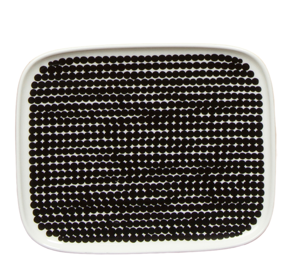 Oiva Räsymatto asjett 15x12 cm hvit sort fra Marimekko