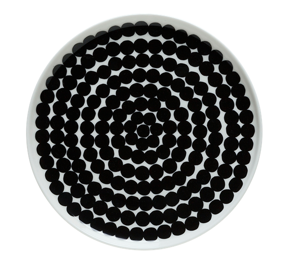 Oiva Siirtolapuutarha asjett 20 cm. hvit sort fra Marimekko