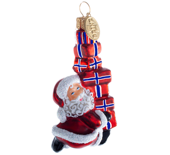 Julekule julenisse med presanger 8 cm fra Brink Nordic