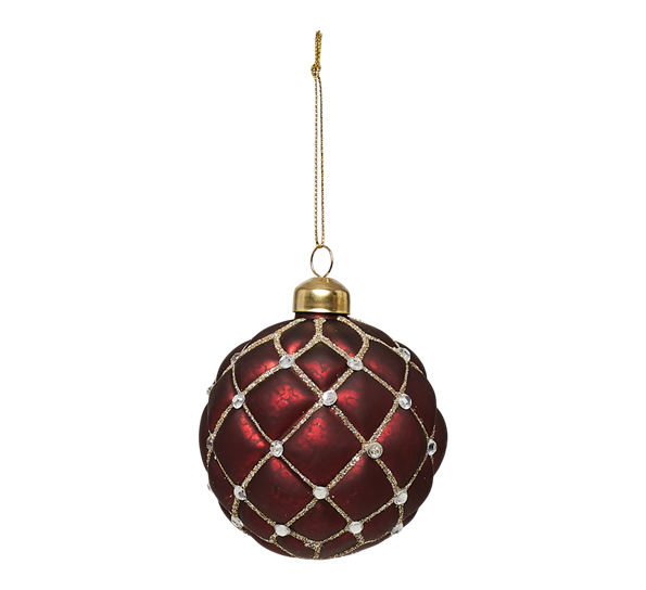 Julekule diamanter glitter mørkerød fra UND