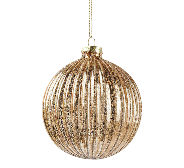 <p>Julekule striper ø10 cm antikk gull EDG Enzo de Gasperi</p>