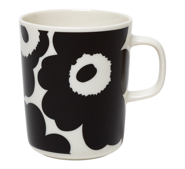 Oiva Unikko krus 2,5 dl hvit sort fra Marimekko