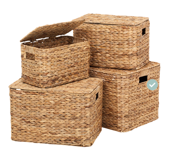 Lily kurv med lokk 34x37 cm vannhyasint natur fra Dixie