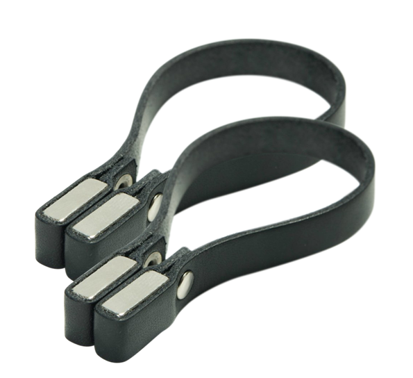 <p>Håndklehenger 2-pk sort lær magnetisk fra Nordan Home</p>