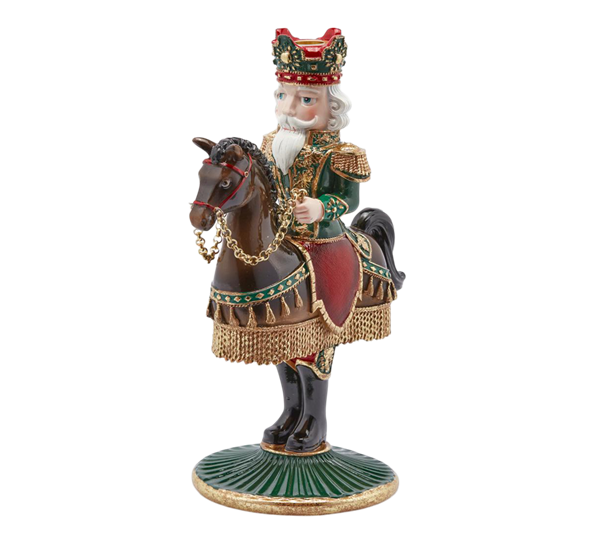 <p>Nøtteknekker til hest lysestake 33x23x15 cm grønn gull EDG Enzo de Gasperi</p>