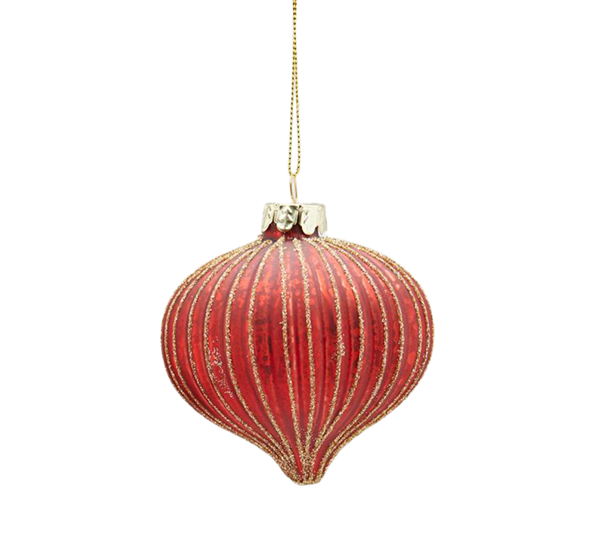 <p>Julekule ø8 cm rød og gull løk EDG Enzo de Gasperi</p>