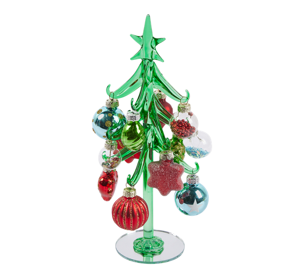 Juletre i glass med julekuler 21 cm EDG Enzo de Gasperi