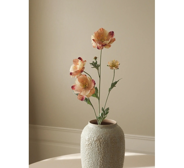 <p>Kunstig blomst Poppy Four Heads Valmue rose fra Botanè Studios</p>
