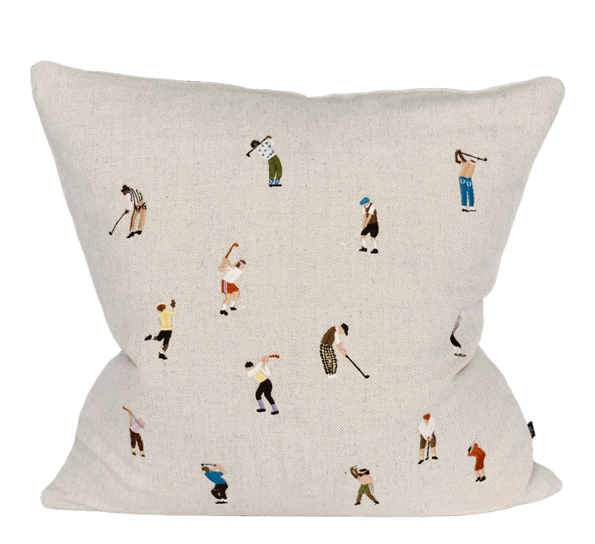 Golfers brodert putetrekk 48x48 cm natur Fine Little Day
