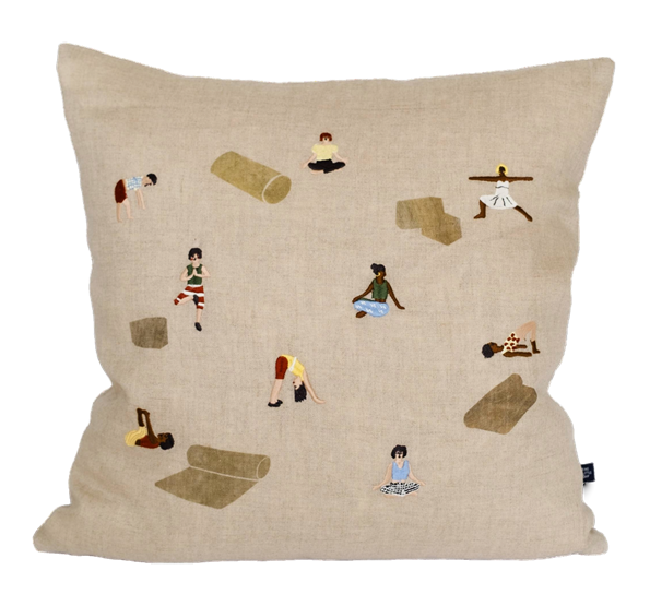 Yoga brodert putetrekk 45x45 cm natur Fine Little Day