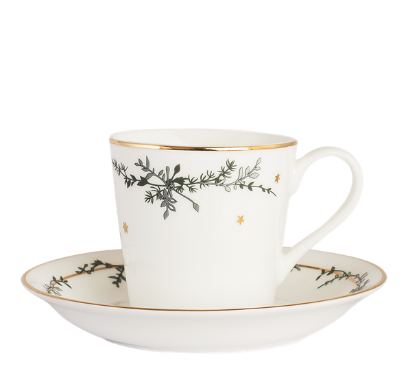 Winter Stars kaffekopp med skål gren fra Jette Frölich
