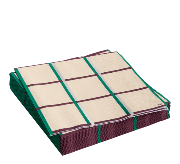 Pattern lunsjservietter ruter 20-pk offwhite sølv grønn HAY