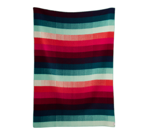 Åsmund gradient pledd rødt turkis fra Røros Tweed