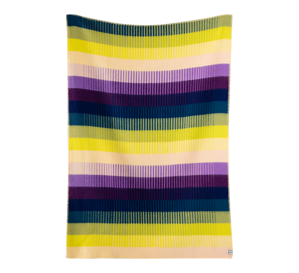 Åsmund gradient pledd gult lilla fra Røros Tweed