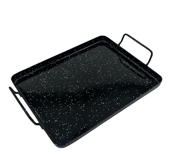 <p>Emaljert ovnspanne 25x34 cm stål sort Vaello</p>