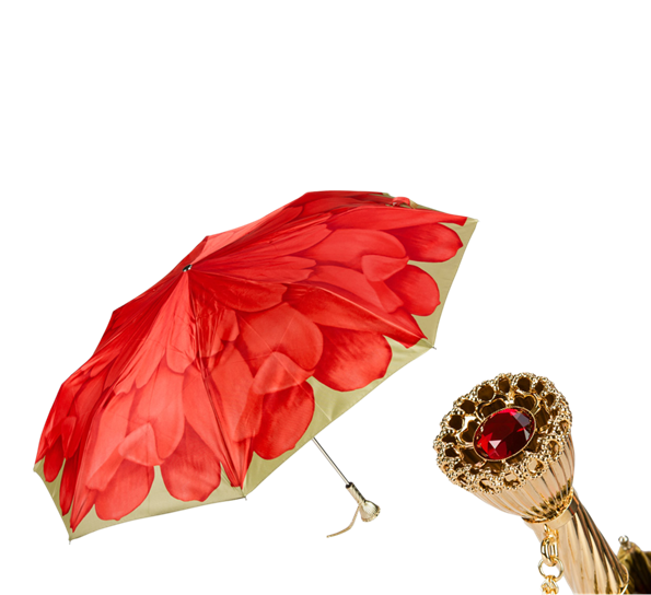 Paraply kort georginer rød fra Pasotti Ombrelli