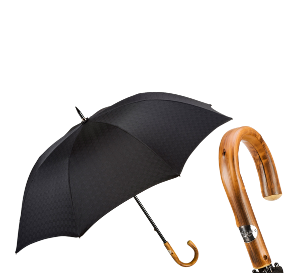 Paraply lang klassisk med trehåndtak sort fra Pasotti Ombrelli