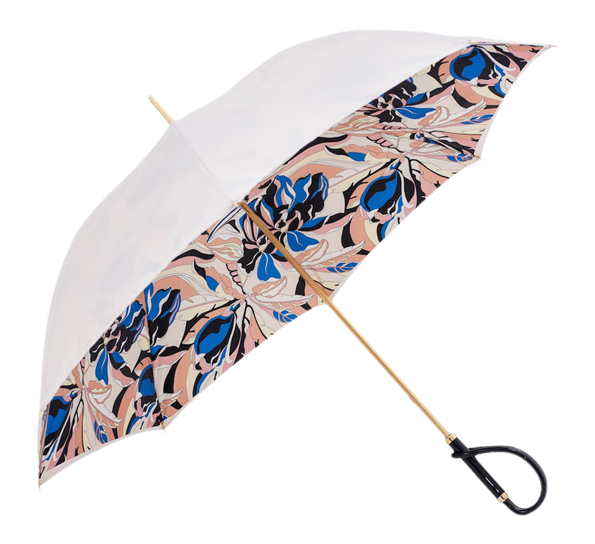 Paraply lang blondehvit blå rosa fra Pasotti Ombrelli