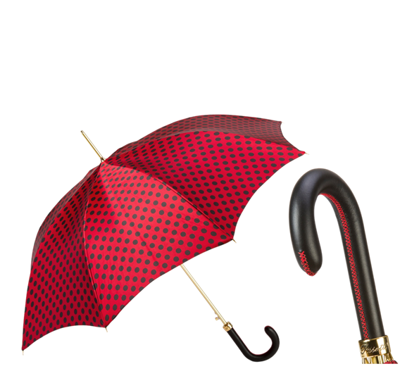 Paraply lang med sorte prikker rød fra Pasotti Ombrelli