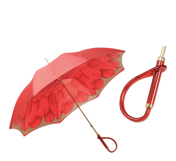 Paraply lang georginer rød fra Pasotti Ombrelli