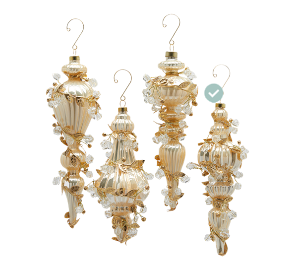 Julekule barokko 24 cm hvit gull 4 EDG Enzo de Gasperi