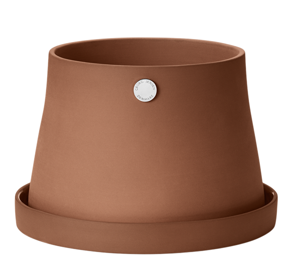 Terra blomsterkrukke med fat Ø16 cm fra Georg Jensen