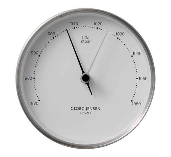 HK barometer 10 cm stål hvit fra Georg Jensen