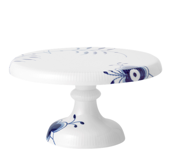 Blå Mega Riflet fat på fot 23cm fra Royal Copenhagen