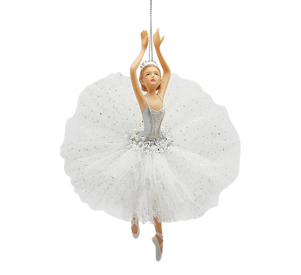 Juletrepynt ballerina med tiara 18 cm sølv EDG Enzo de Gasperi