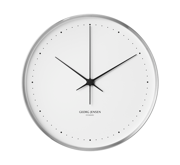 HK veggklokke 40 cm stål og hvit fra Georg Jensen