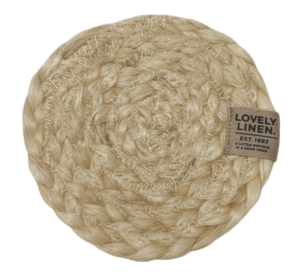 Breezy glassbrikke ø10 cm 4-pk natur beige fra Lovely Linen