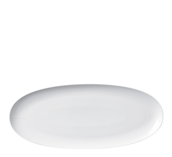 Hvit riflet ovalt fat 37 cm fra Royal Copenhagen