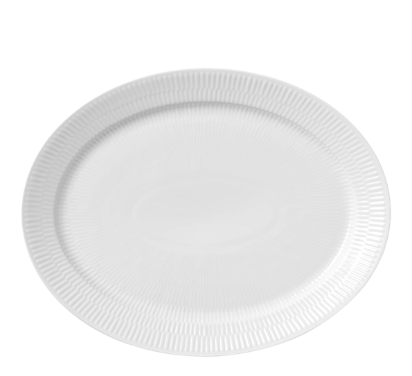 Hvit Riflet tallerken oval 33 cm fra Royal Copenhagen