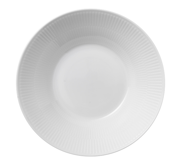 Hvit Riflet tallerken dyp 24 cm fra Royal Copenhagen
