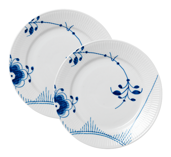 Blå Mega Riflet tallerken 22 cm dekor 2 2-pk fra Royal Copenhagen