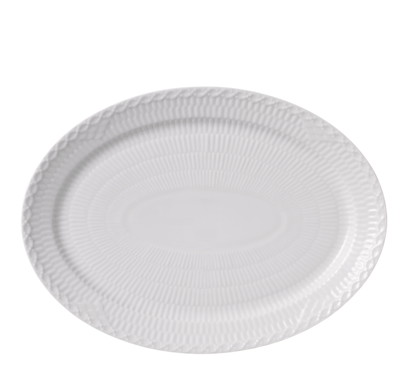 Hvit Halvblonde tallerken oval 28 cm fra Royal Copenhagen