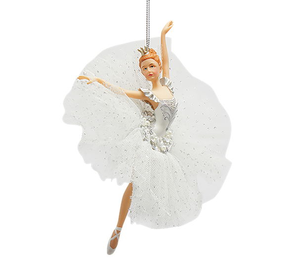 Juletrepynt ballerina med krone 18 cm sølv EDG Enzo de Gasperi