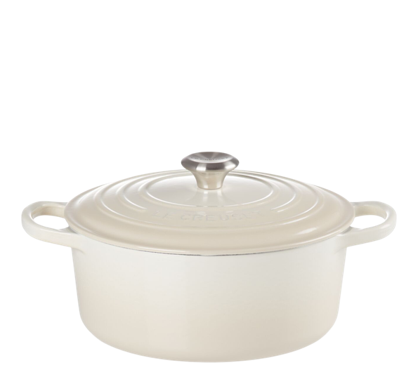 Jerngryte rund 5,3l 26cm meringue fra Le Creuset
