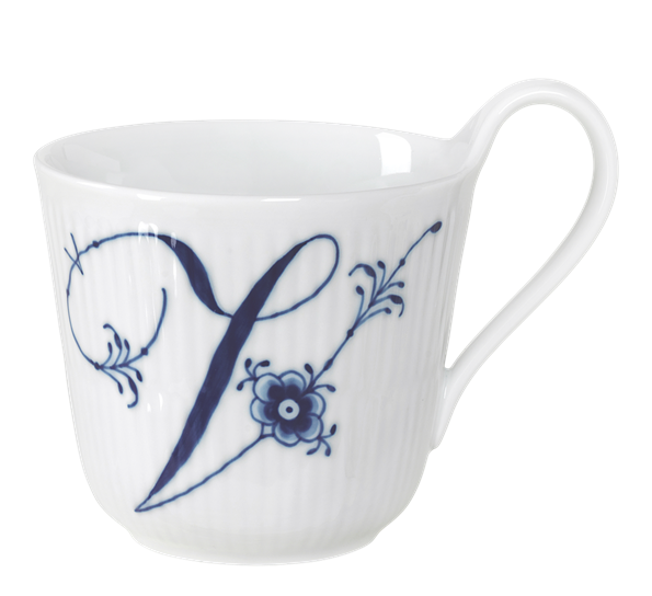 Blå Riflet Alfabetkrus V 33 cl fra Royal Copenhagen