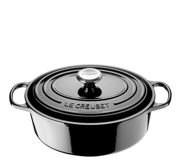 Jerngryte oval 6,3l 31cm blank sort fra Le Creuset