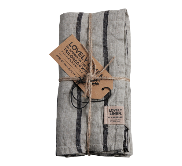 Misty servietter 45x45 cm 4 pk stripe sort fra Lovely Linen