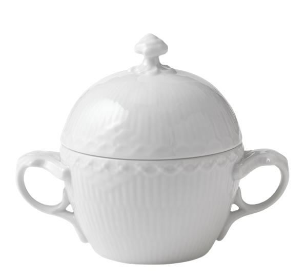 Hvit Halvblonde sukkerskål med lokk 20 cl fra Royal Copenhagen