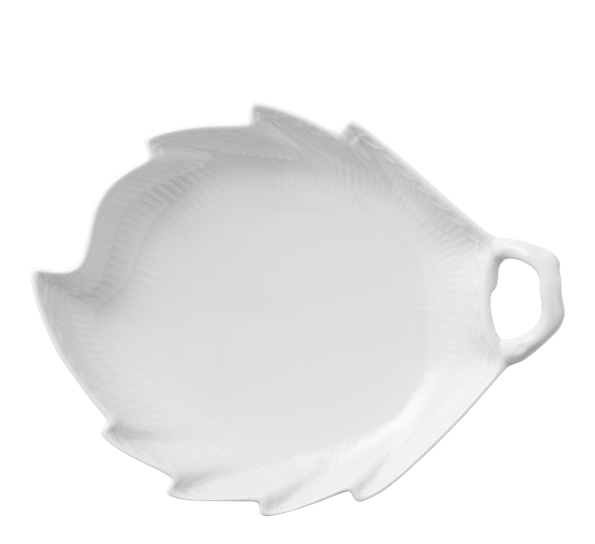 Hvit Halvblonde fat bladformet 23 cm fra Royal Copenhagen
