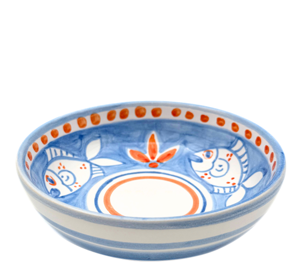 Amalfi skål 13 cm Fish blue & orange Dipinto Ceramics