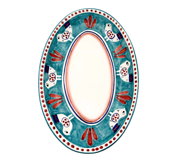 Amalfi ovalfat 40 cm Bird ocean & red Dipinto Ceramics