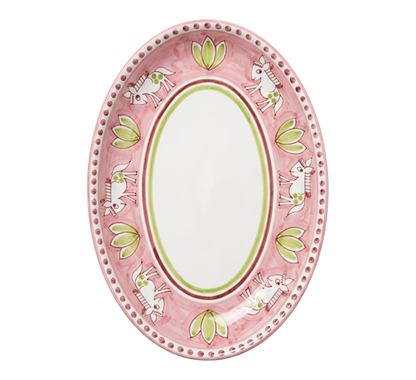 Amalfi ovalfat 40 cm Donkey pink & green Dipinto Ceramics