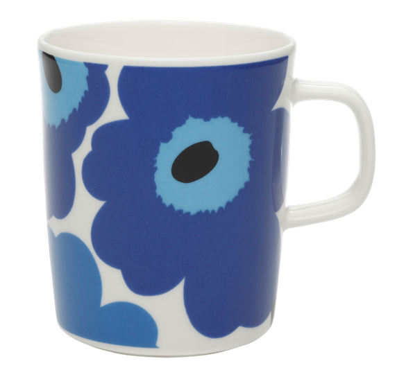 Oiva Unikko krus 2,5 dl hvit blå fra Marimekko