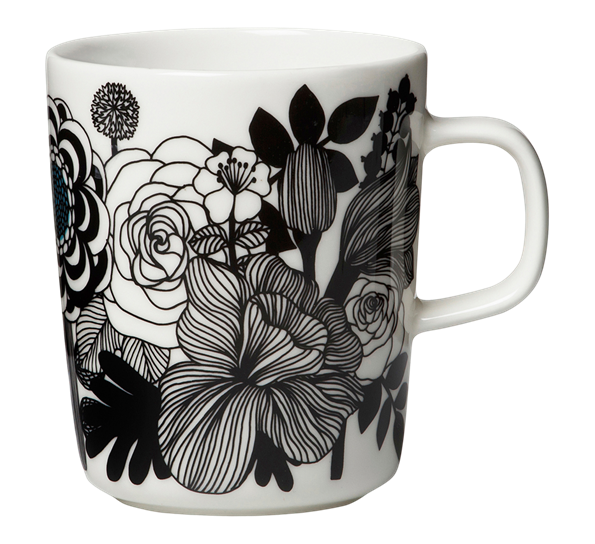 Oiva Siirtolapuutarha krus 2,5 dl hvit sort turkis fra Marimekko