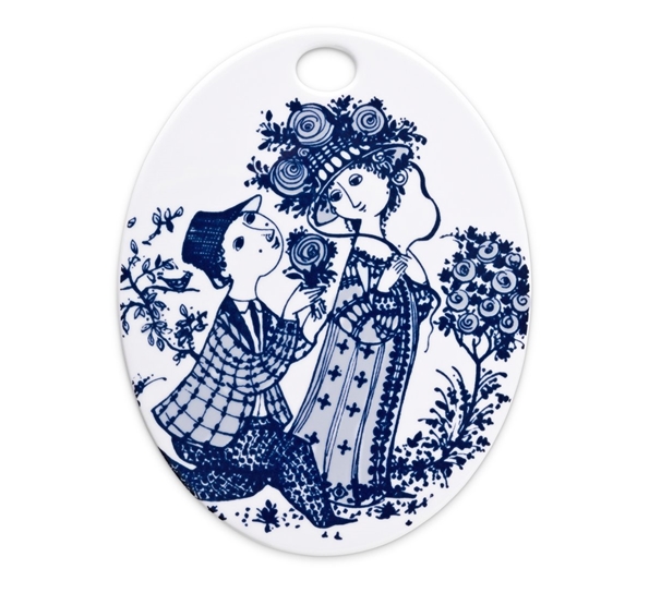 Roses oval platte blå fra Bjørn Wiinblad